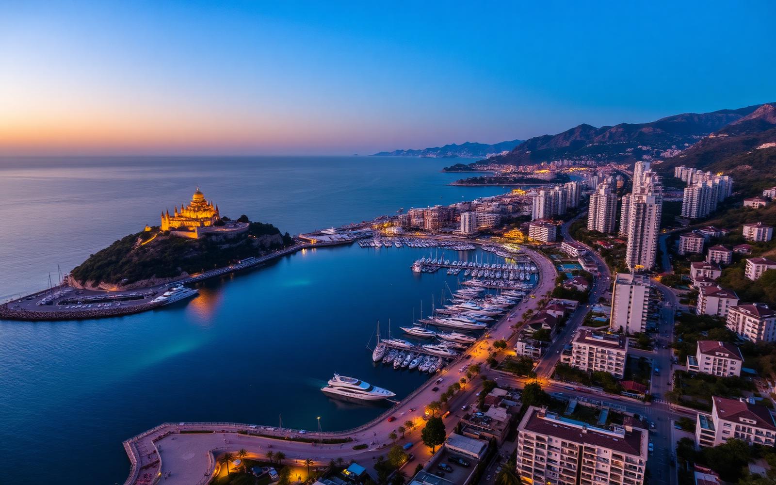 Küstenpanorama Alanya bei Sonnenuntergang